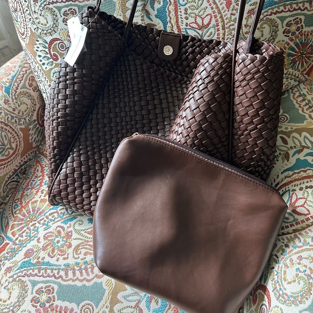 Large leather Anthropology shoulder bag